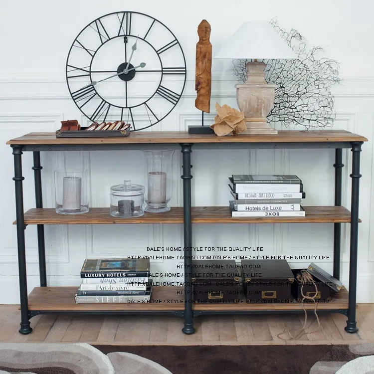 American solid wood kitchen three-layer storage rack dining side rack retro High Quality