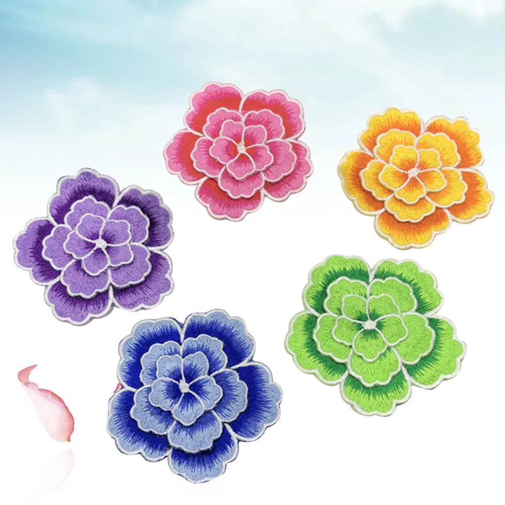 

5Pcs Colorful Cartoon Embroidery DIY Patches 3D Flower Stickers for Kids Clothing Costume Cosplay Dance Party Cloth Patch Decor