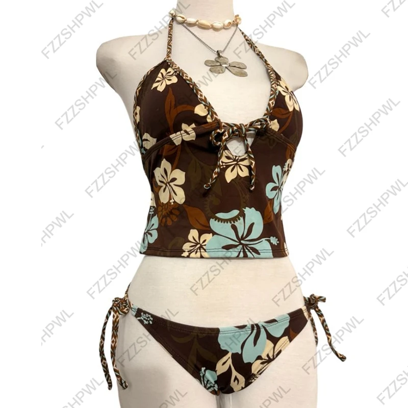 

Y2k Beach bikini Spicy Girls Harajuku Graphic Print Fashion Subculture String bikini Punk Streetwear Swimwear Goth Vintage vibe