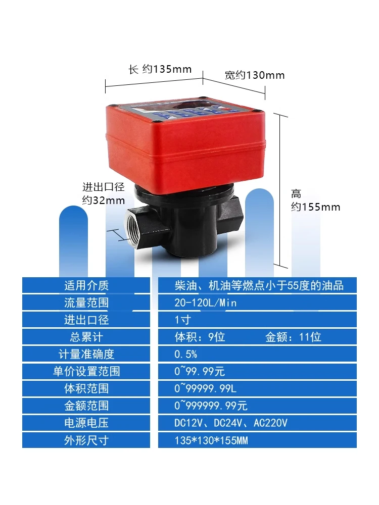 12v, 24v, 220v quantitative flow meter, water, gasoline and  flow meter, electronic gear meter, 1 inch, 1.5 inch, 2 inch.