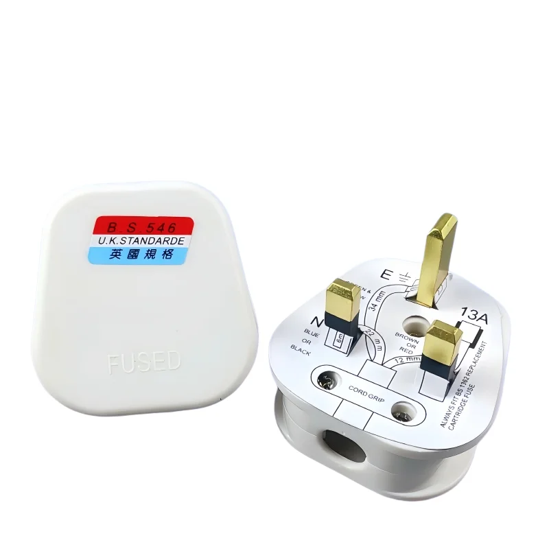 1pcs UK plug 13A Rewirable UK 3 Pin Plug, BS546 British Standard Mains Plug with Fuse, Black Assemble Wiring Electrical Power Pl
