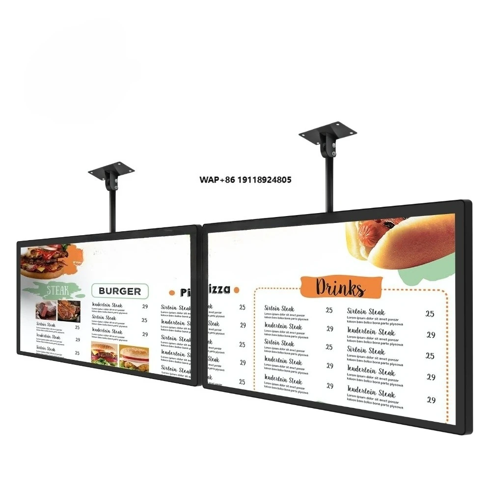Ceiling-Mounted 27/32/43/55 Inch LCD Digital Signage Display Android System Restaurant Tablet PC for Advertising Digital Poster