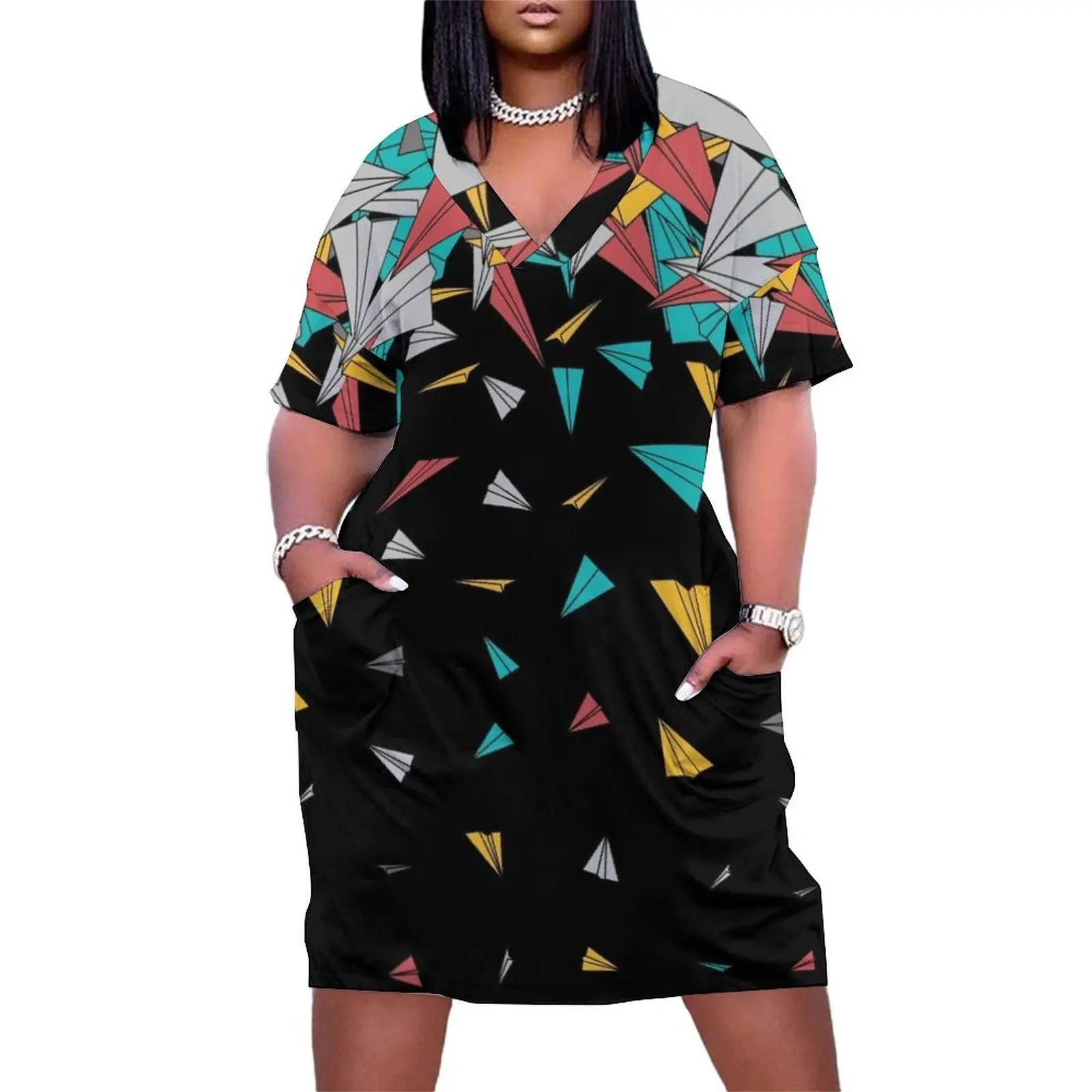 

Flying paper planes Loose Pocket Dress Clothing female elegant women"s dresses sale