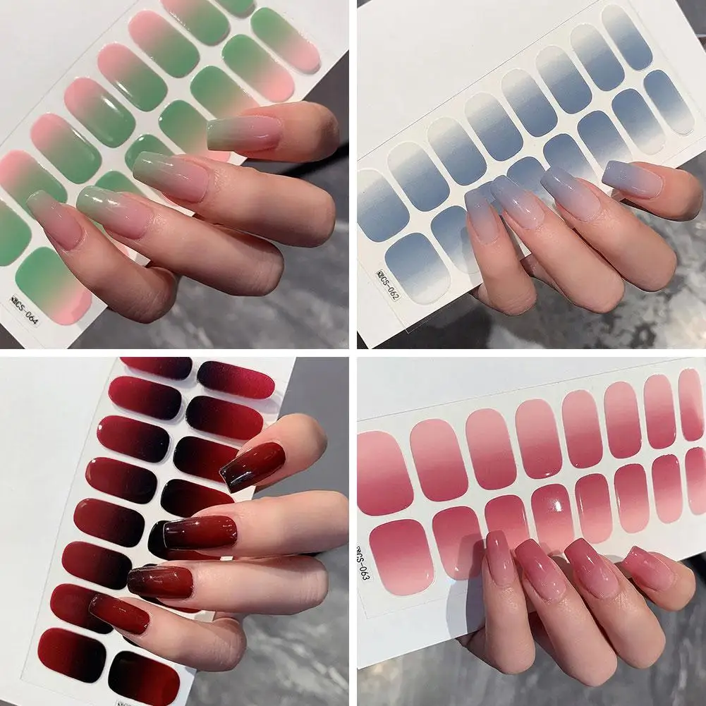 Gradient Nail Stickers Wholesale Nail Stickers Waterproof Stickers 16 Full Tips Nail Stickers Patch Nail Color