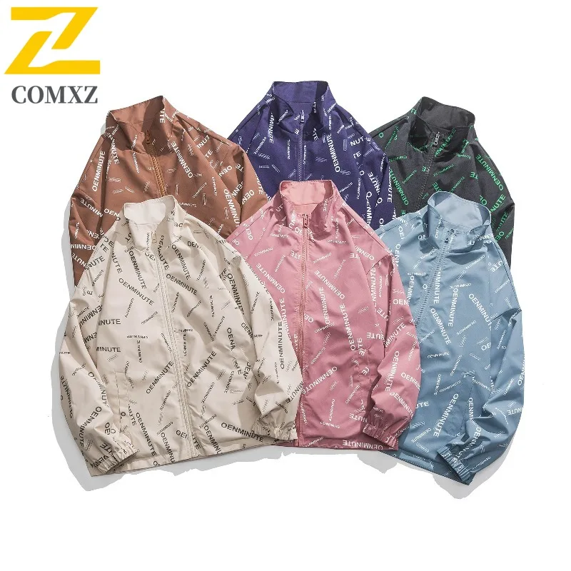 

COMXZ 2025 Men's Reversible Full Print Letter Jacket Spring American Style Bad Boy Trendy Casual Lightweight Coat