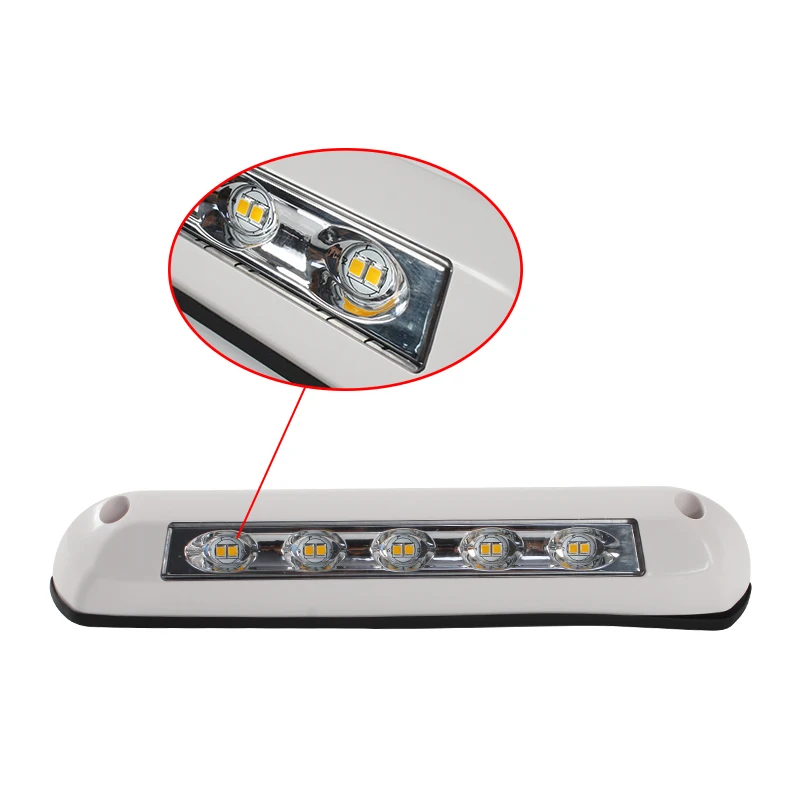 Acessórios para motorhome 12V / 24V 8w Luz para varanda de motorhome à prova d'água Luz de diodo emissor de luz externa