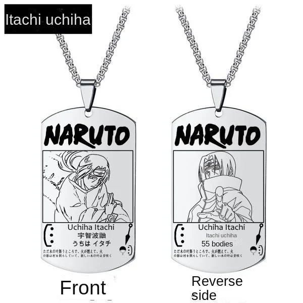 Naruto Pendant Necklace Two-dimensional Anime Peripherals Sasuke Pendants and Necklaces Ferret Stainless Steel Necklace Men Man