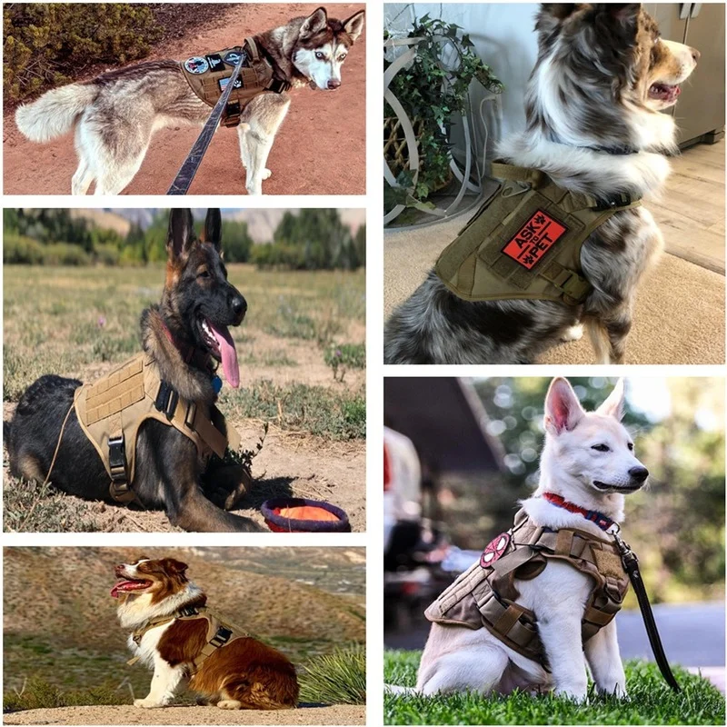 Tactical Dog Harness and Leash Set Military K9 German Shepherd for Large Big Dogs Training Padded Quick Release Vest