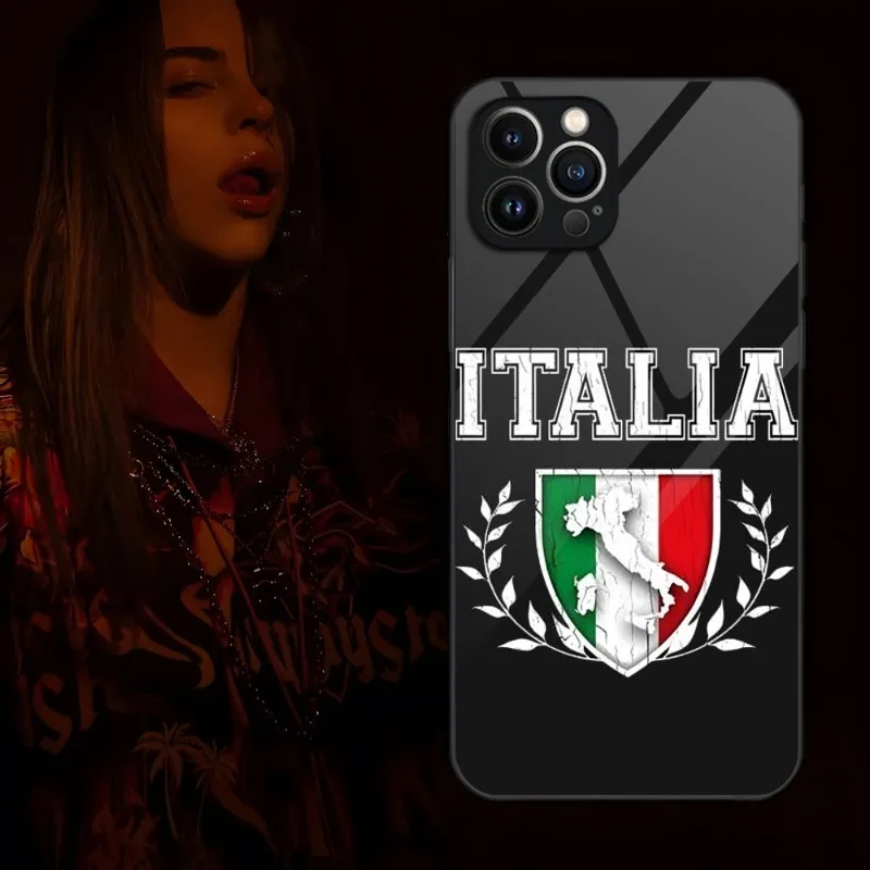 Flag Italy Phone Case For IPhone 14 Pro 13 12 11 Mini X XS XR Max 6 8 7 Plus SE 2020 2022 Glass Design Cove