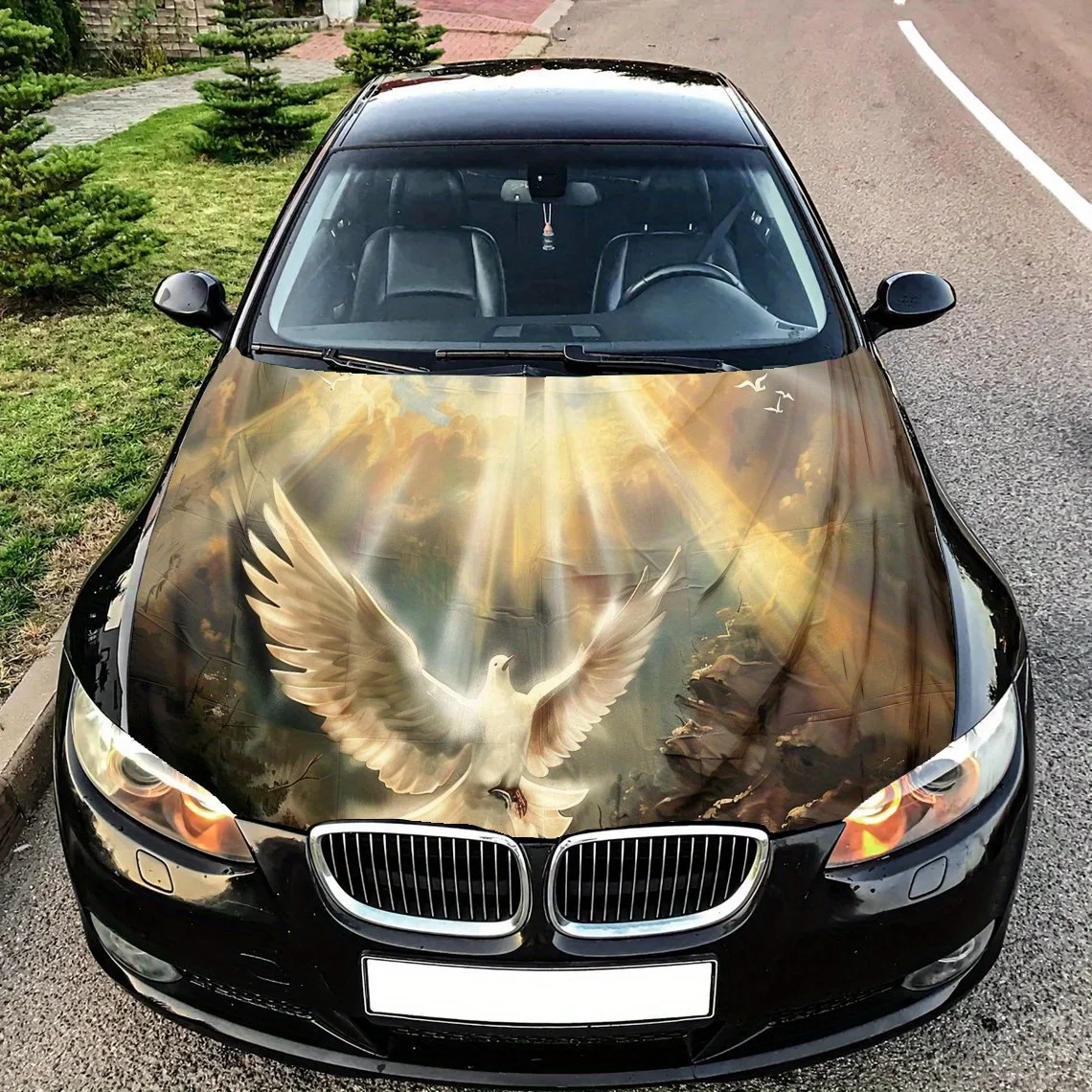 

Голубь, небо, крест, солнечный свет, наклейка на капот автомобиля, самоклеящаяся наклейка на капот из ПВХ, декор, устойчивая к царапинам наклейка, защита, автоаксессуары