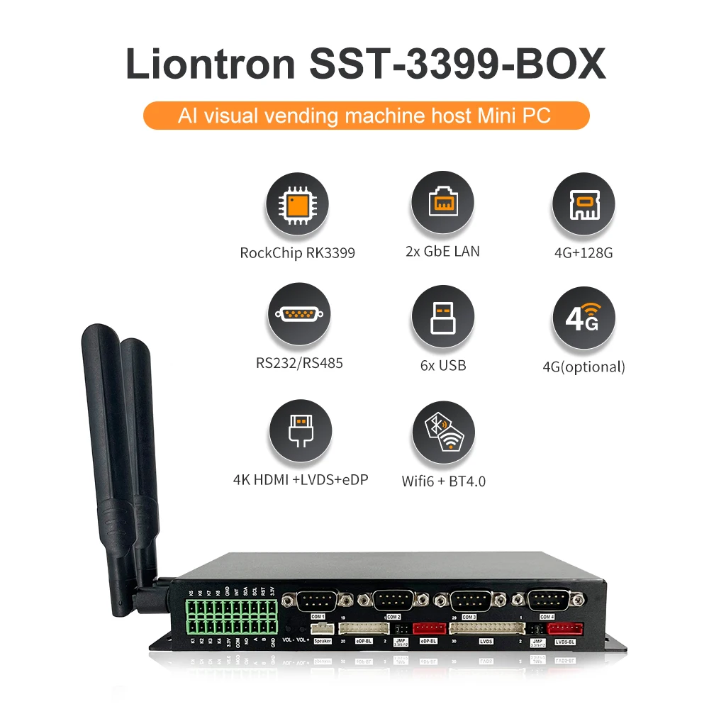 Liontron RK3399PRO Dual 1000Mbps Ethernet SST-3399 Portable Dual Lan Wall Mounted 5G Net Wifi Edge Computing Industrial Mini PC