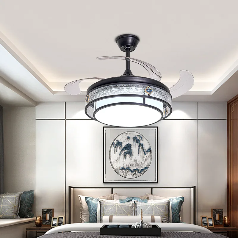 Living room, remote control, invisible led ceiling fan light, bedroom, light