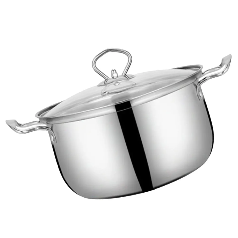 

Stainless Steel Overflow Non Stick Soup Pot 20cm Double Handle Induction Gas Cookware Home Cooking Pot Kitchen Stockpot