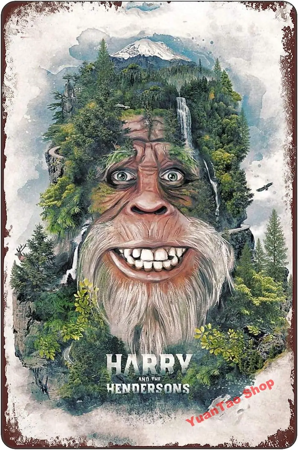 Bigfoot and The Hendersons Funny Tin Sign Bar Pub Diner Cafe Wall Decor Home Art Poster Retro Vintage -aluminum