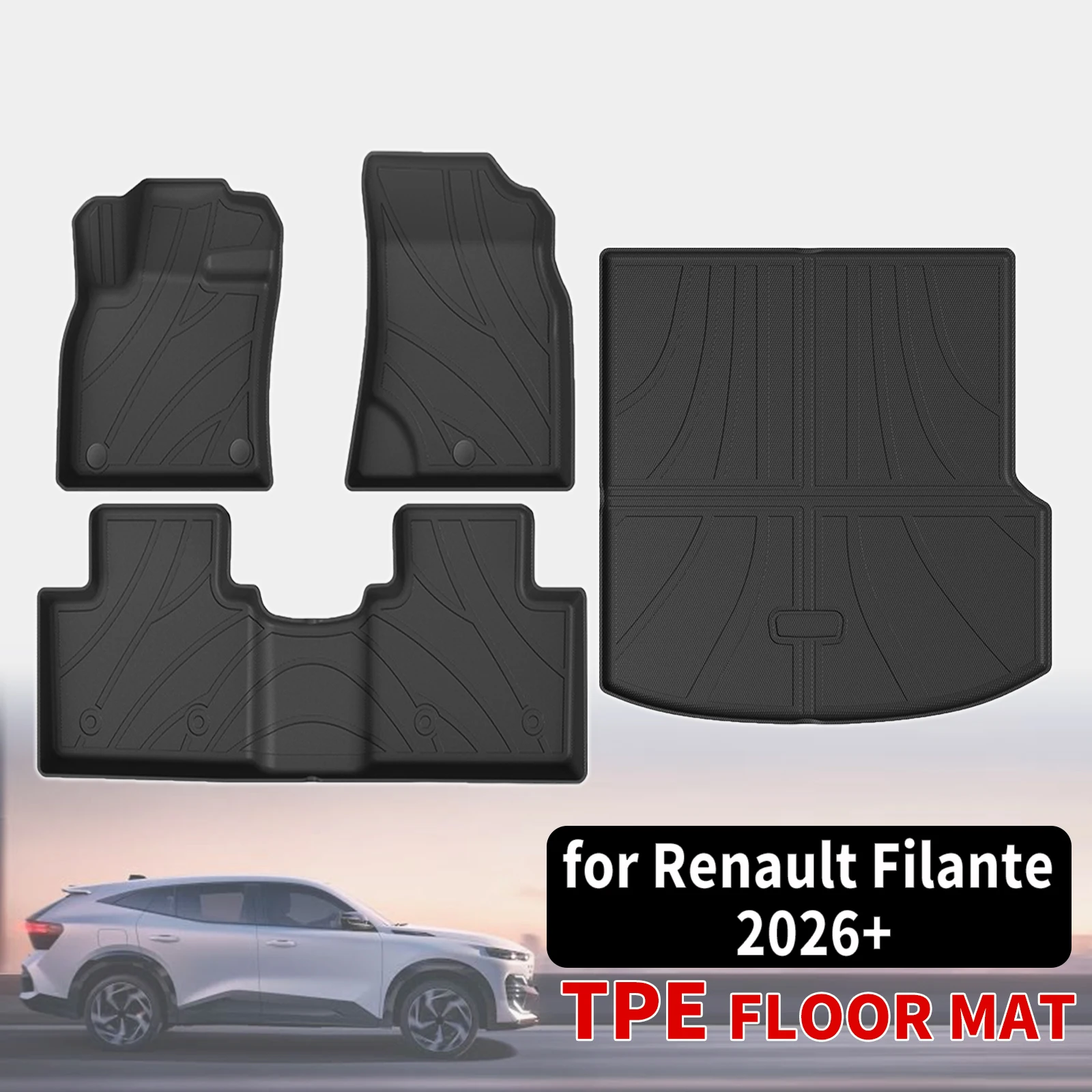 for Renault Filante 2026 2027 LHD Custom TPE Floor Mats Full Set Eco-Friendly Waterproof All-Weather Floor Liners Accessories