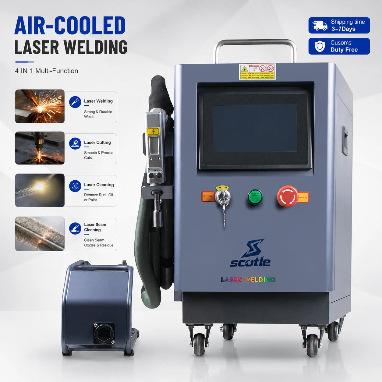 Air Cooling 4 in 1 Laser Welding Machine 1500W 2000W Handheld Laser Welder Cleaner Cutter SUP28F Energy Saving 50%