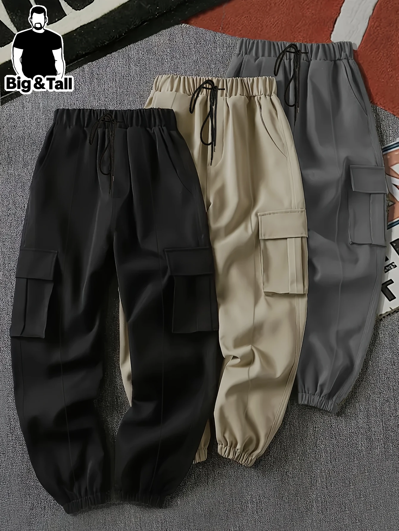 

Men's plus Size Casual Workwear Pants Loose Fit Three-Piece Set for Daily Wear And Outdoor Activities Trendy And Versatile Long