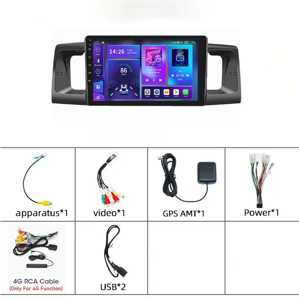 Autoradio pour Toyota CorTrustE120 E130 128-2000, 8 Go + 2006 Go, Navigation GPS, Stéréo, Limitation, Carplay, 4G + WIFI, Android