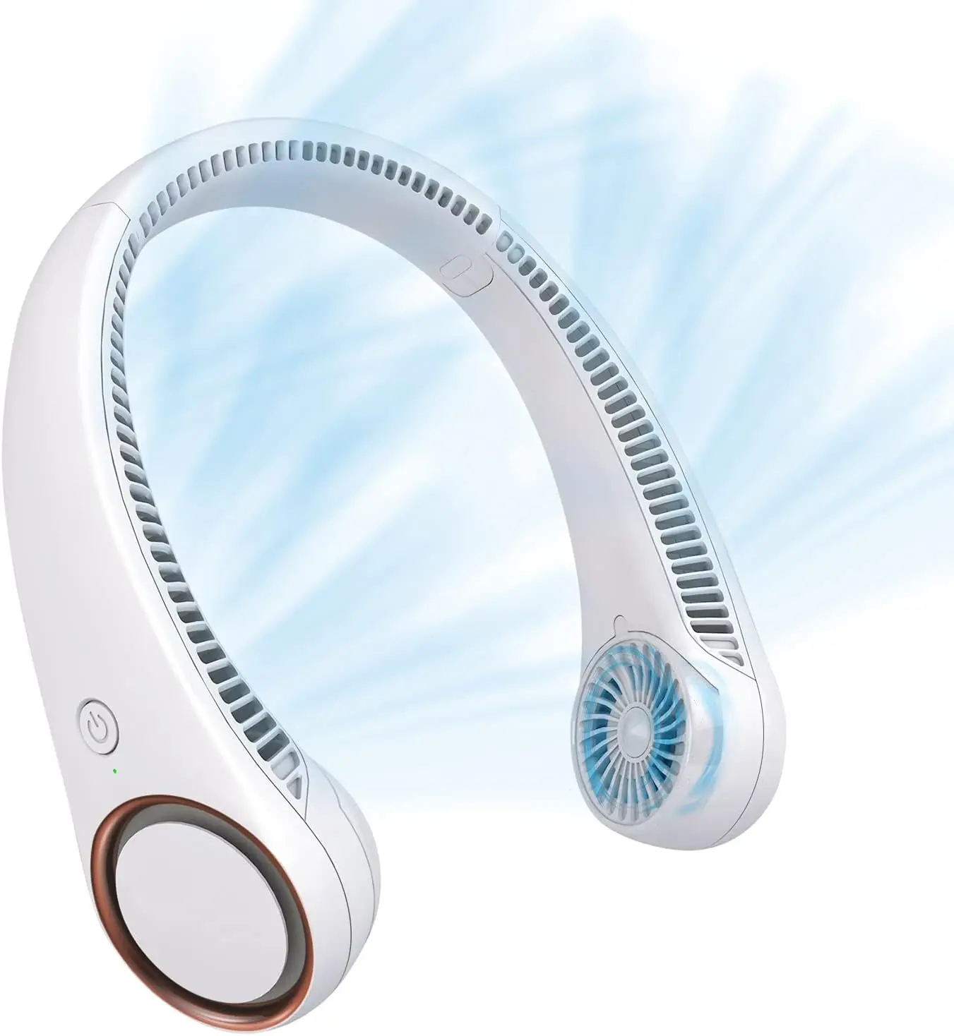 White Headphone-Style Bladeless Neck Fan, USB Rechargeable 4000mAh, Hands-Free, 3 Speed Levels, Portable Outdoor Cooling Gift for Men & Women