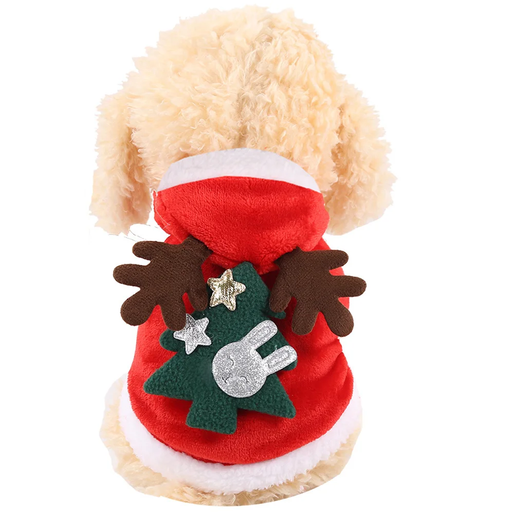 Christmas Clothes Elk Pet Cats Dogs Winter Chihuahua Pug Costume Flannel Warm Festive Coat Puppy Accessories Pet Clothing Gift