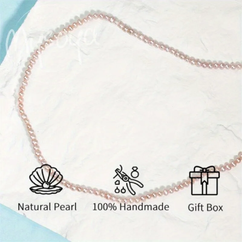 

MYSOYA 4-5 мм розовый пресноводный жемчуг ожерелье из натурального жемчуга с подарочной коробкой идеальный подарок на свадьбу, день рождения, Рождество, Новый год