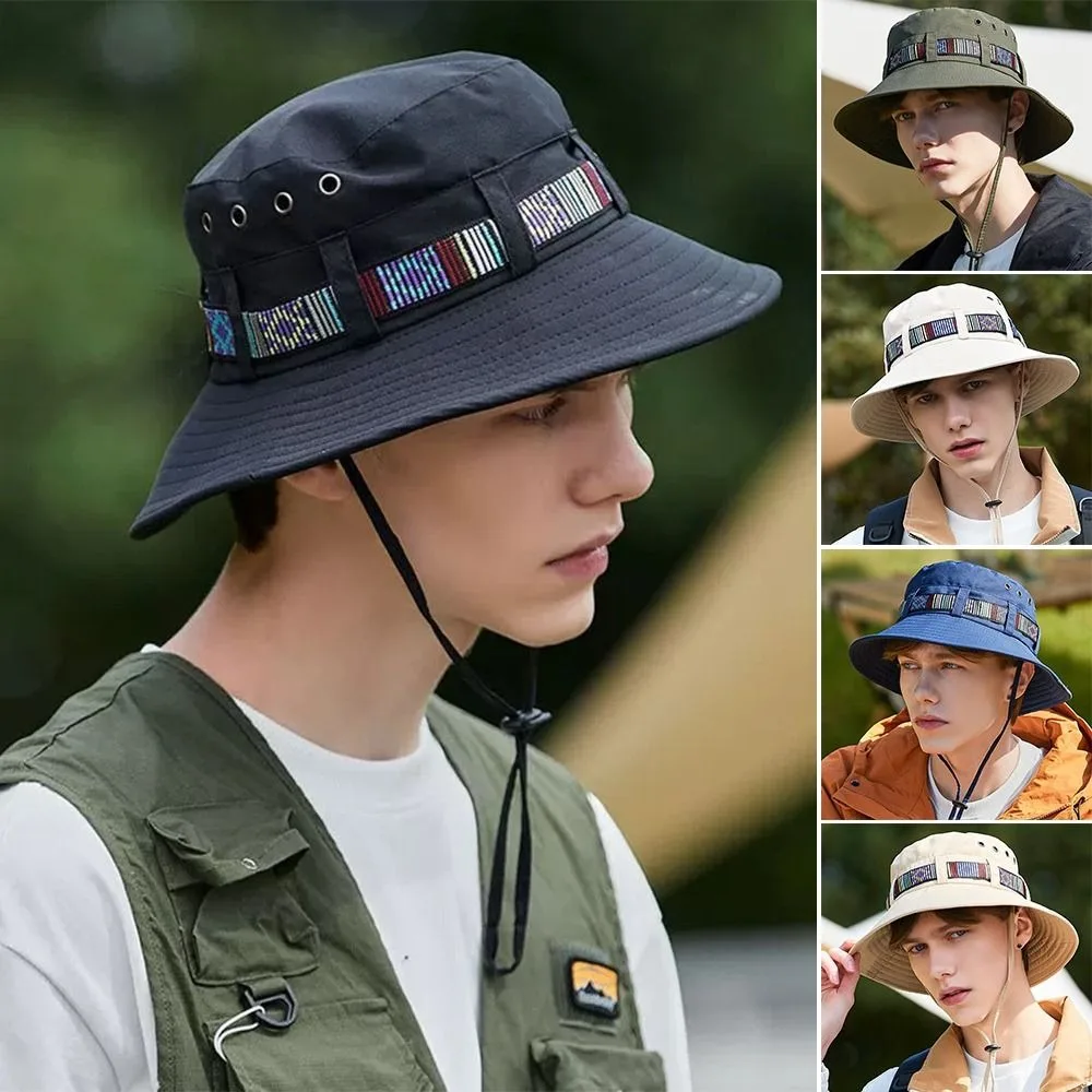 Fashion Sun Protection Sun Hats Breathable Quick-Dry Bucket Hat Adjustable Drawstring Fisherman Hats Outdoor