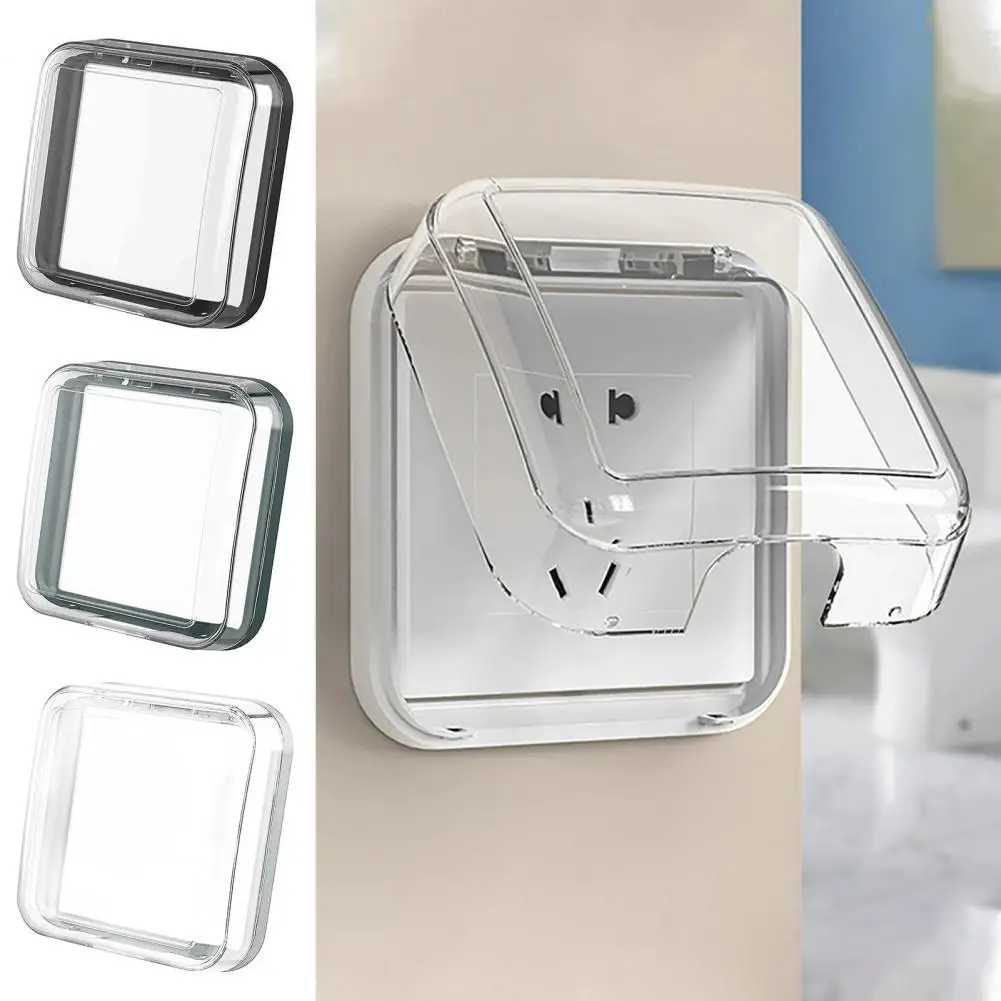 Switch Cover Box Self Adhesive Wall Mounted Waterproof Clear Doorbell Cover Bathroom Wall Switch Plastic Cover Socket Protection