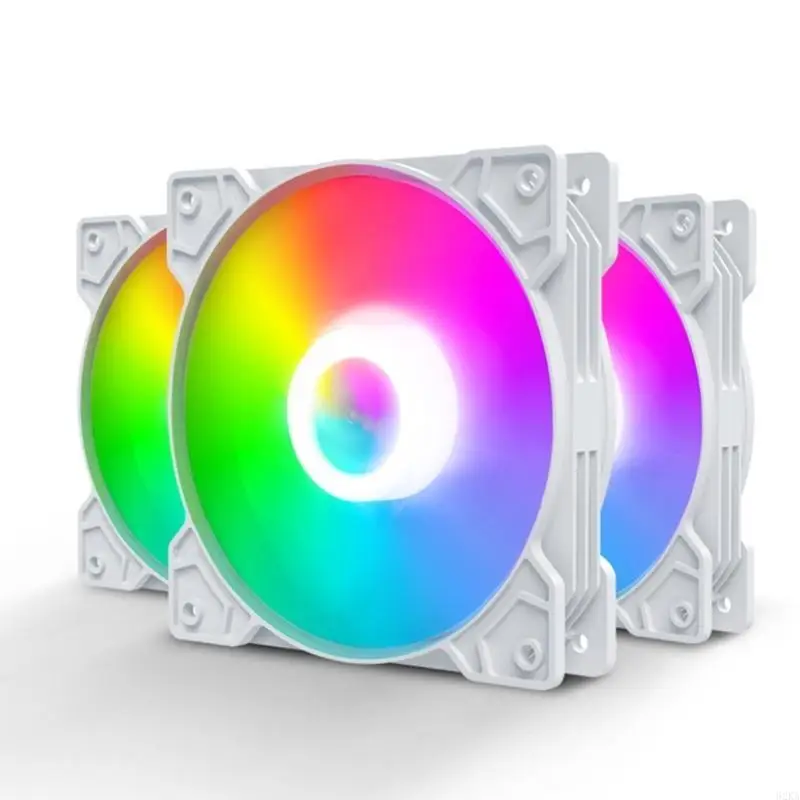 62KA Universal 12cm RGB Computer Case مروحة تبريد لحقيبة الكمبيوتر المكتبية، عمر طويل ومبرد سهل التركيب