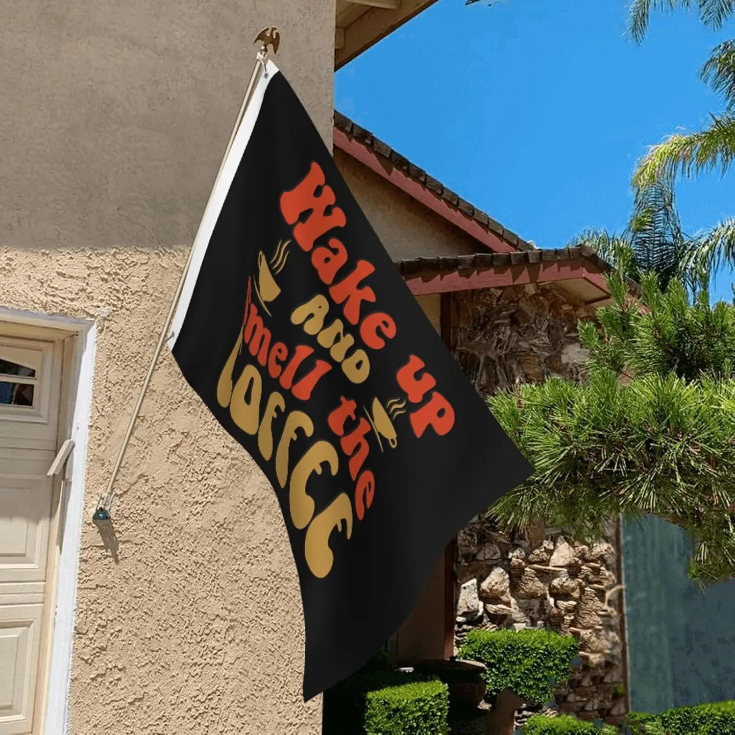Flagicts 100% Polyester Wake Up And Smell The Coffee Flags