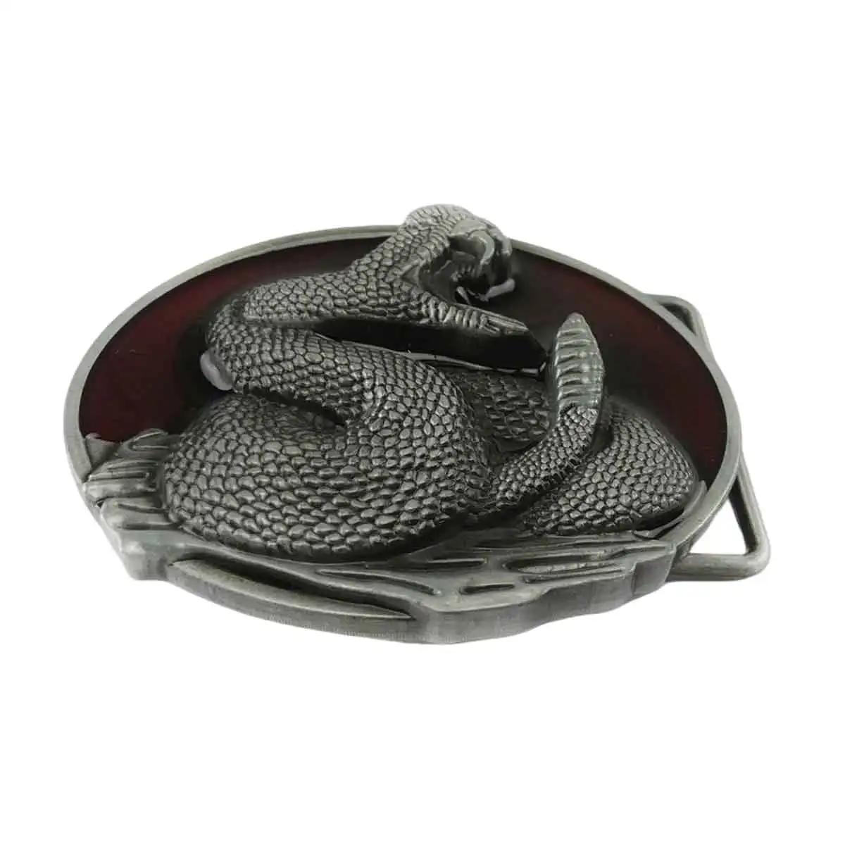 Picture 6: Blood-mouth Python Snake Belt Buckle - Retro Western Cowboy Style Embossed Red Belt Buckle for Men