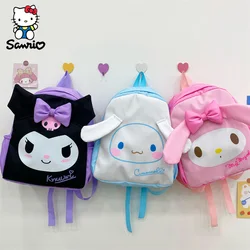 Sanrio Plush Backpack for Children, My Melody Shoulder Bags, Plushies Dolls, Kawaii Backpack, bonito Kuromi Cinnamoroll, bolsa de escola, presente