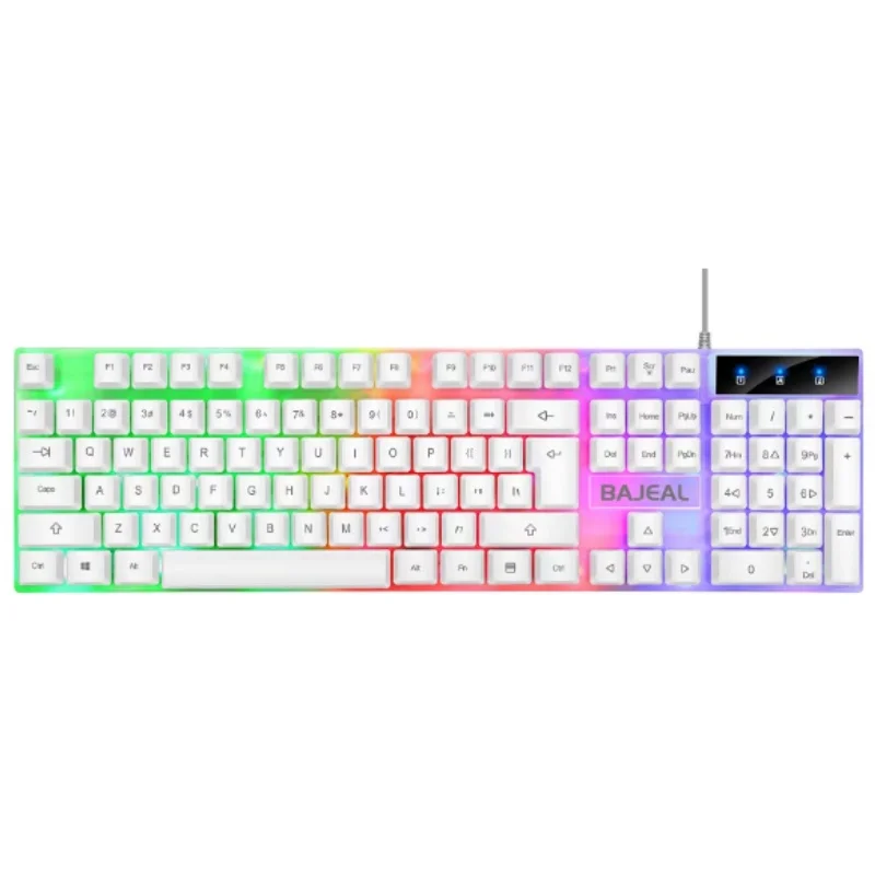 BAJEAL K35 Wired USB Home Office Business Backlit Keyboard with Floating Mechanical Feel and Rainbow Lighting