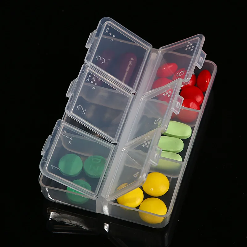 One week portable medicine box, mini transparent small medicine box, 6-grid travel medicine box, PP plastic medicine storage box