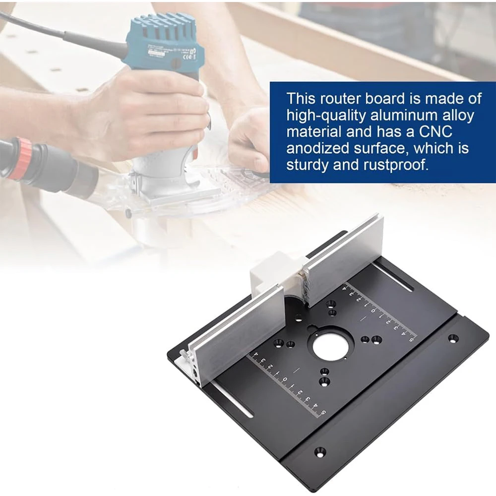 Aluminum Router Table Insert Plate Milling Workbench Holder Trimmer Woodworking Tool Kit Set