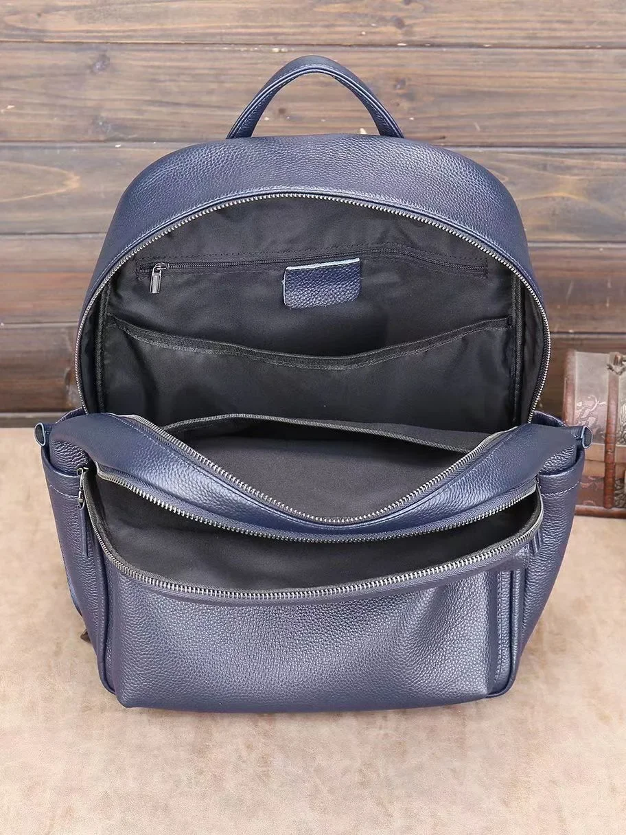 جديد رجال الأعمال على ظهره الطبقة الأولى جلد البقر حقيبة رجالية جلد طبيعي حقيبة مدرسية كبيرة 15.6 بوصة محمول حقيبة السفر #3