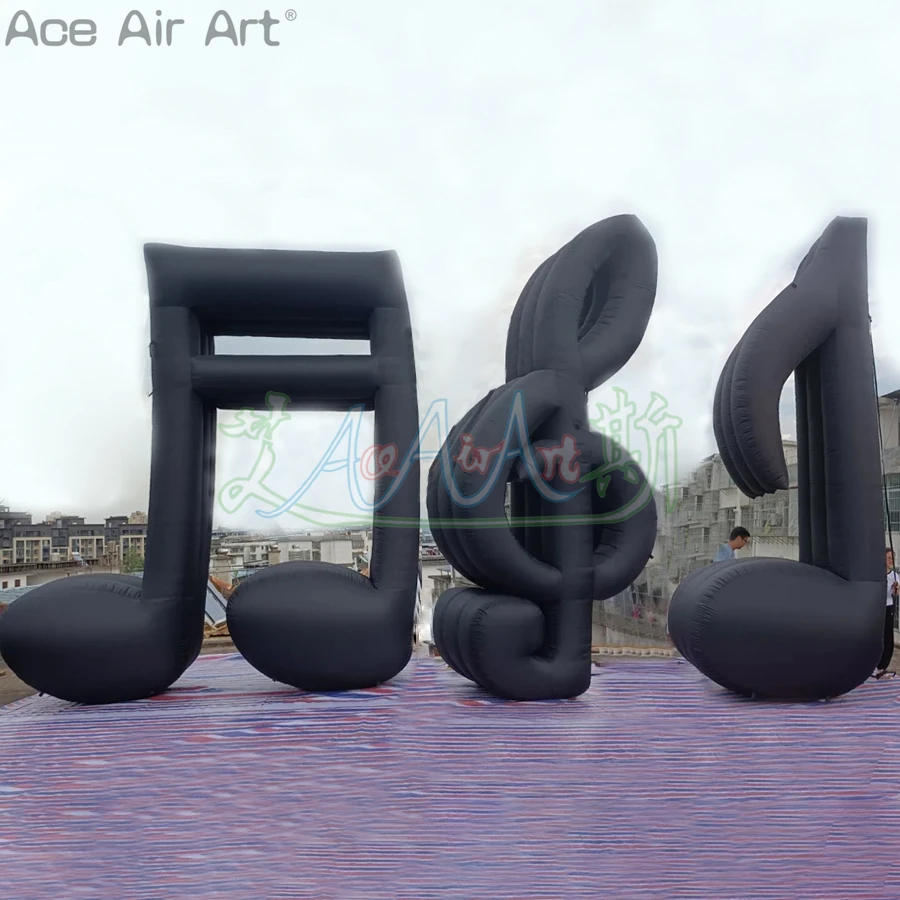 5m H Customized Giant Inflatable Black Music Note for Concert Decoration Exhibition