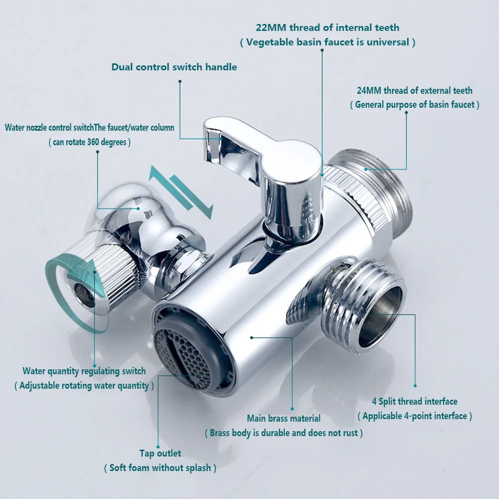 Bubbler Universal Multi-Function Faucet, Lavatório do banheiro, Extensor de cabeça anti-respingo, Bica de água de modo duplo