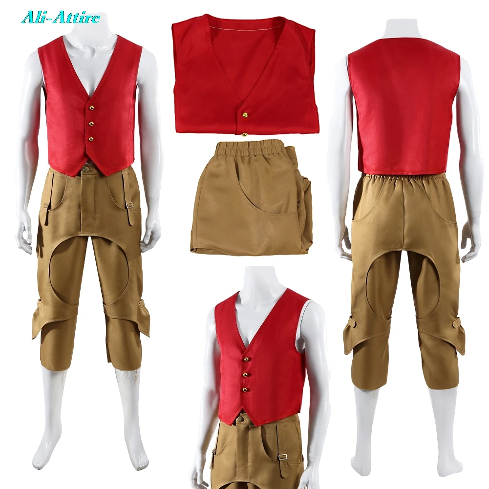 

2026 Live Action TV Pirate Cosplay Luffy Top Pants Men Clothes Party Disguise Roleplay Halloween Costume Carnival Outfits Suits