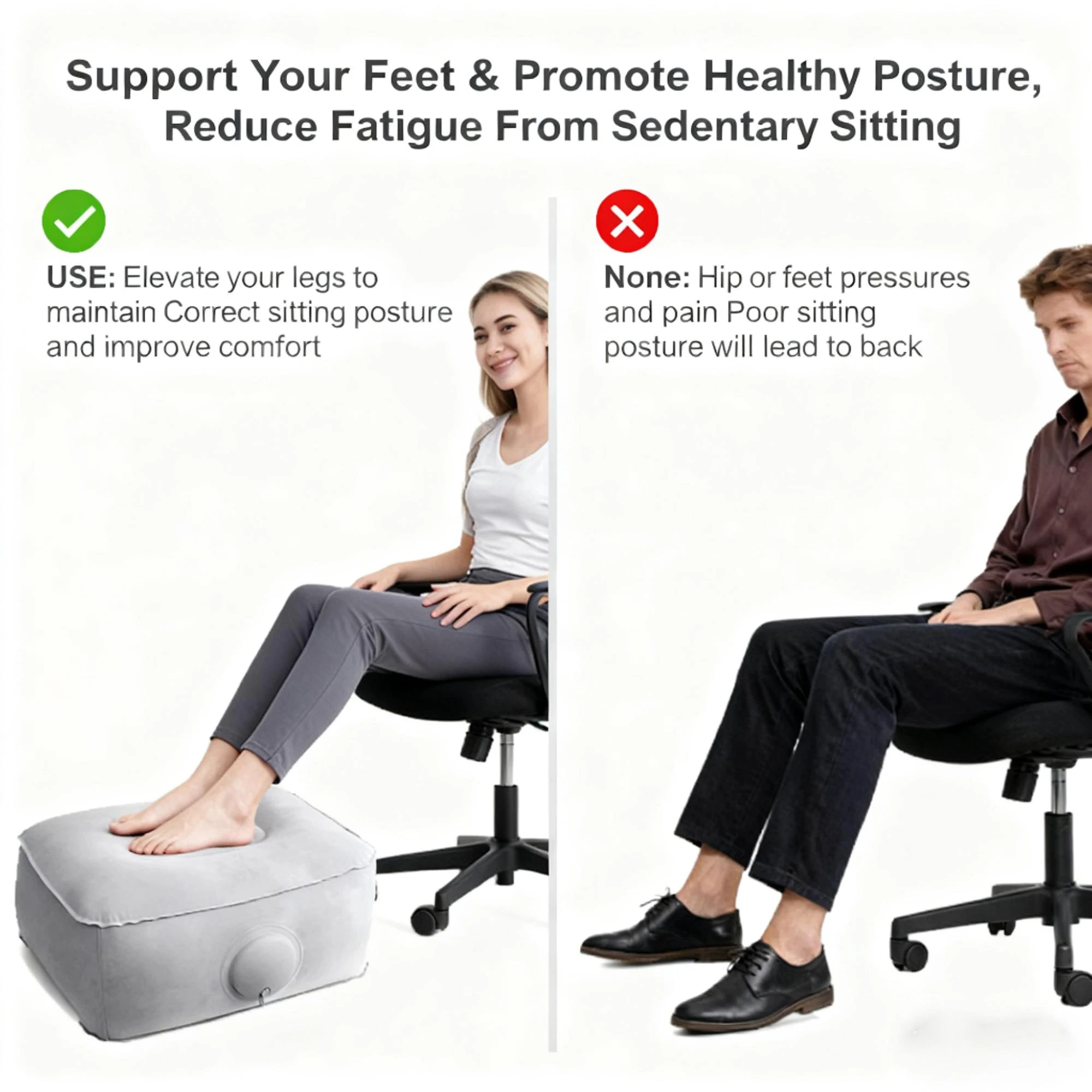 Inflatable Foot Rest Pillow fo - Office Footrest Cushion 评论和价格