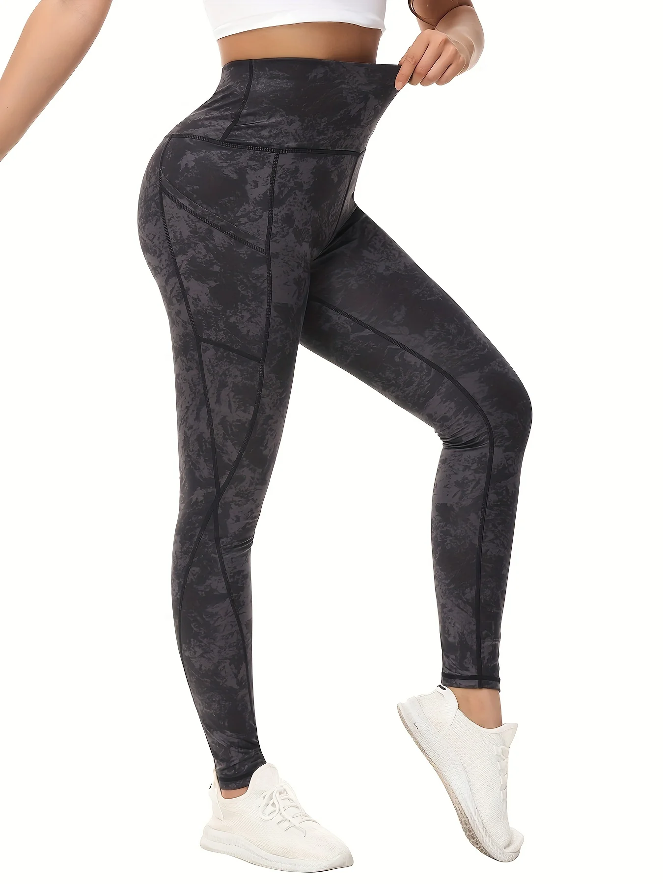 High Waist Yoga Pants with Pockets, Tummy Control Workout Running Yoga Leggings for Women