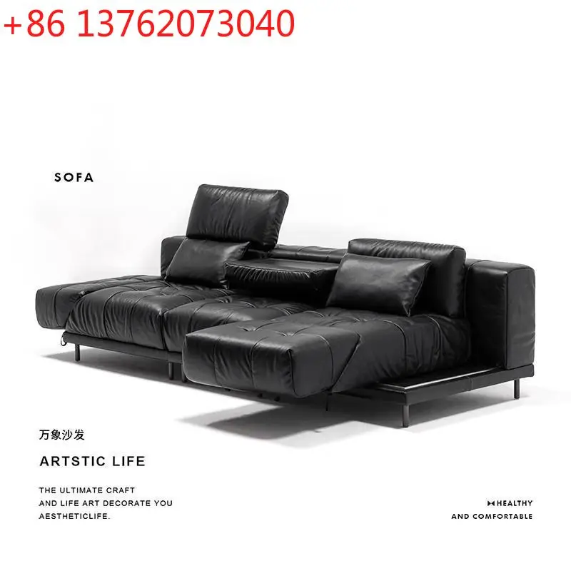 Ledersofa, multifunktionales Wohnzimmer, dynamisches Insel, gerade Reihe, Oberschicht aus Rindsleder