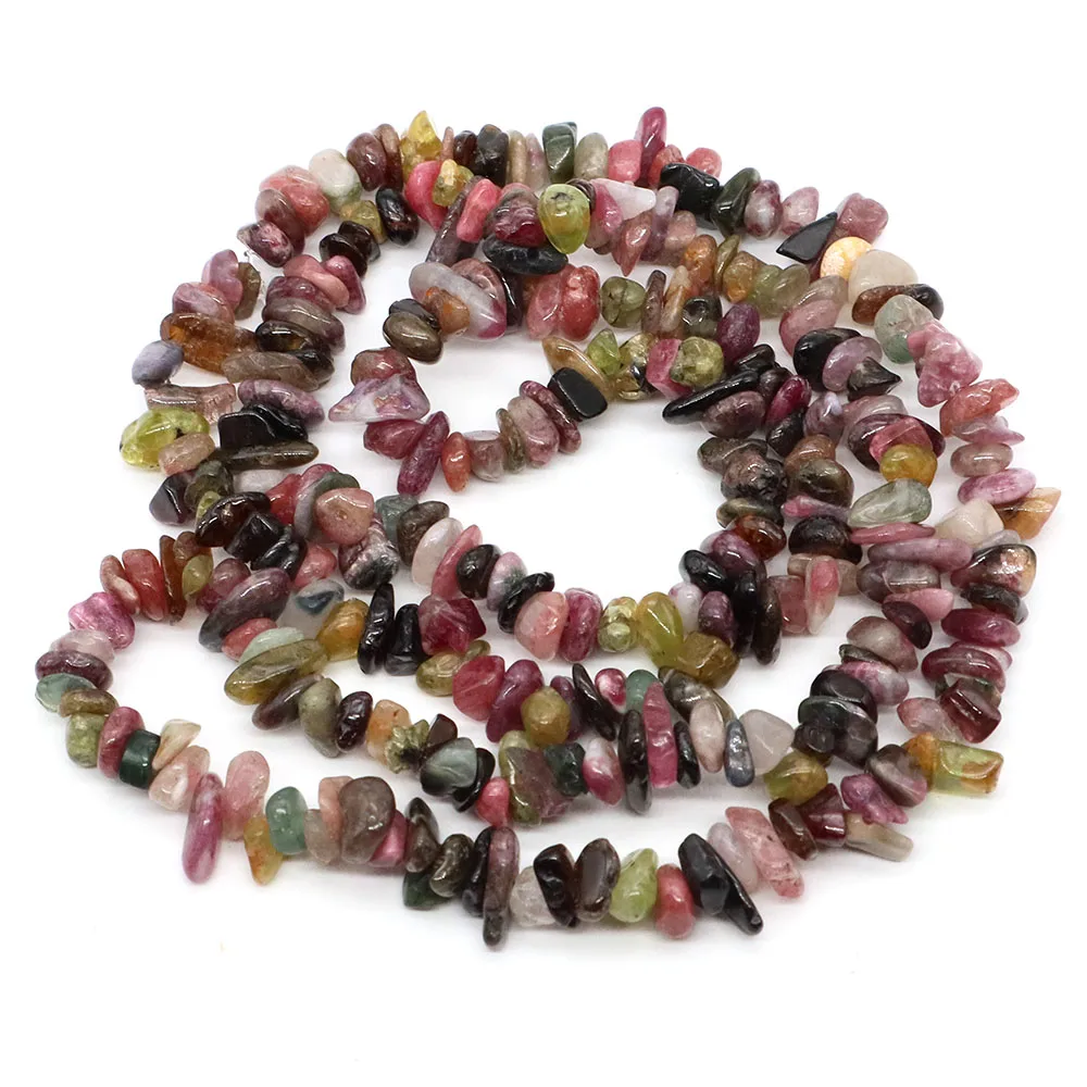 16Inch Natural Color Tourmaline Chips Stone Bead Irregular Gravel Crystals Quartz Beads for Jewelry Making DIY Bracelet Necklace