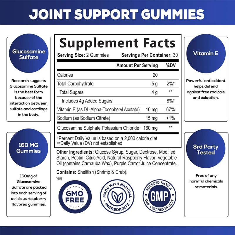 Joint Support Supplement - Super Glucosamine Joint Support Gummies - Joint Health and Flexibility for Back, Knees, and Hands