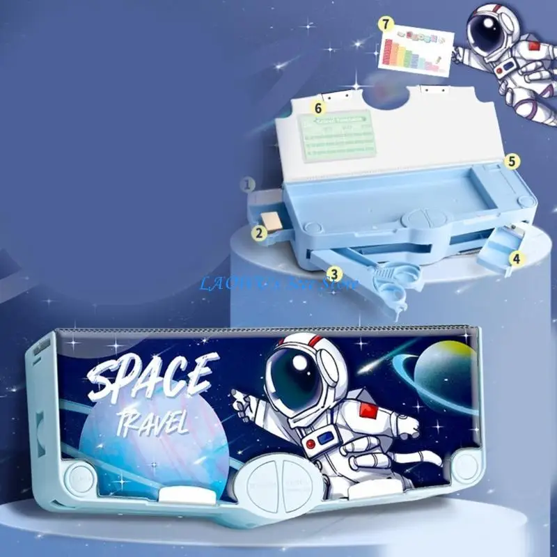 Y8AD Novelty Pencil Case with Scissors Sharpener Eraser Ruler for Children Boy Girl