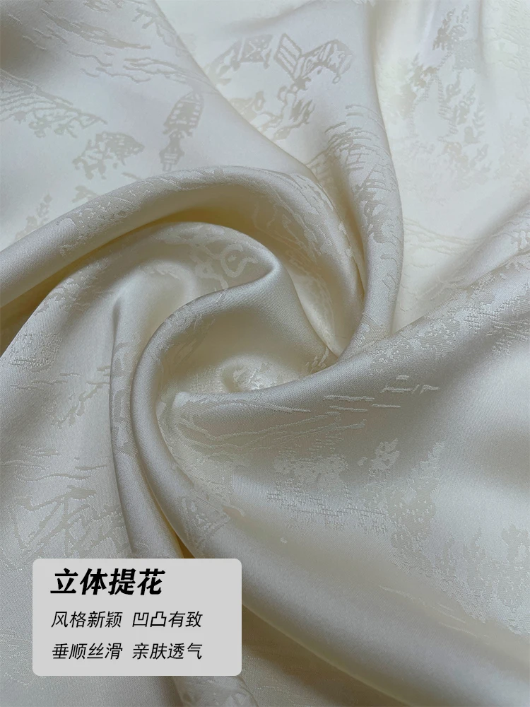 

Elastic Jacquard Acetate Fabric Satin Floral Chinese Fabric Ancient Chinese Clothing Dress Cheongsam Silk Mulberry Silk Texture