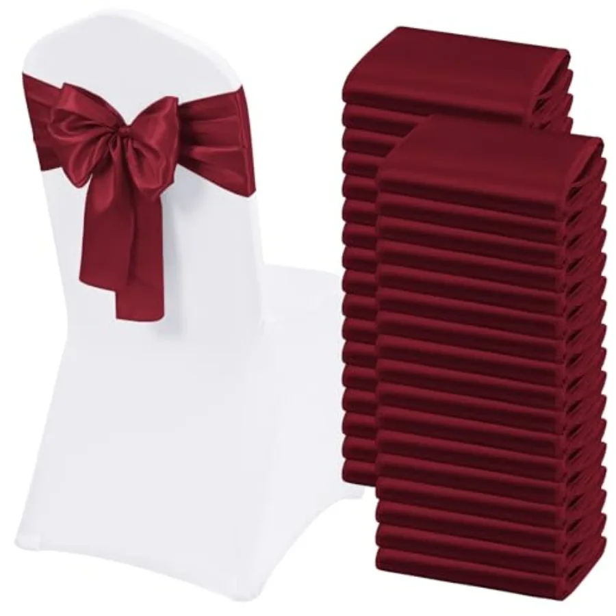 

Satin Chair Sashes Bows Universal Chair Cover Band Back Ties Chair Bows for Wedding Party Reception Restaurant Event Decoration