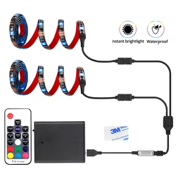 Coolo-Tira de luces LED RGB impermeable para TV, monopatín, bicicleta, zapatos brillantes, Control remoto RF 17Key, DC 5V, USB 5050, 1M, 2M