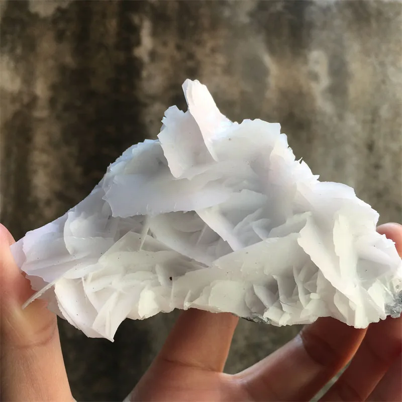 100% Natural White Flake Calcite（Fluorescent Effect Pink ）Specimen Crystal Quartz Cluster Spirit Home Room Decor