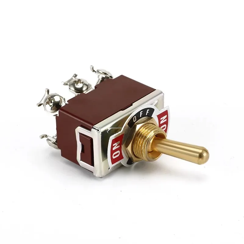 Latching Brass Toggle Rocker Switch 3 Pin 3 Position ON OFF Toggle Switch Self-locking Self reset