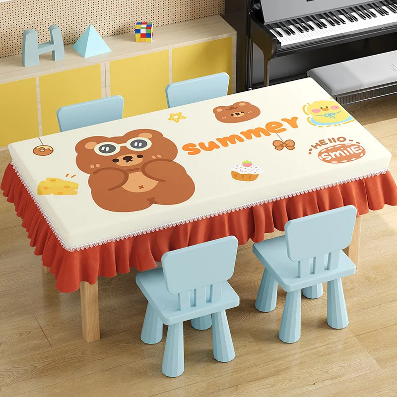 Kindergarten Tablecloth Table Skirt Table Cover Textile Crafts Flannel Durable Polyester Offers  Reusable & Washable Protection
